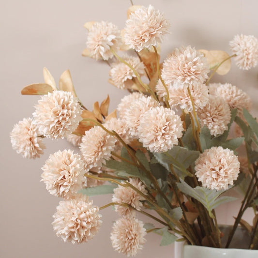 Scidweet Faux Flower, 12 Branches Artificial Fake Chrysanthemum &Sumei Flowers Indoor Decor for Home Room Table, Beige