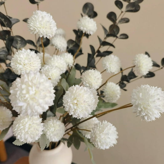 Scidweet Faux Flower, 12 Branches Artificial Fake Chrysanthemum &Sumei Flowers Indoor Decor for Home Room Table, White