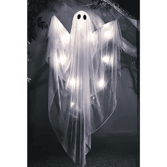 Scidweet Halloween Hanging Ghosts Lights Decorations, 2 Pack 47" Hanging Halloween Ghosts for Outdoor Indoor Yard Garden Party Decor, White Light