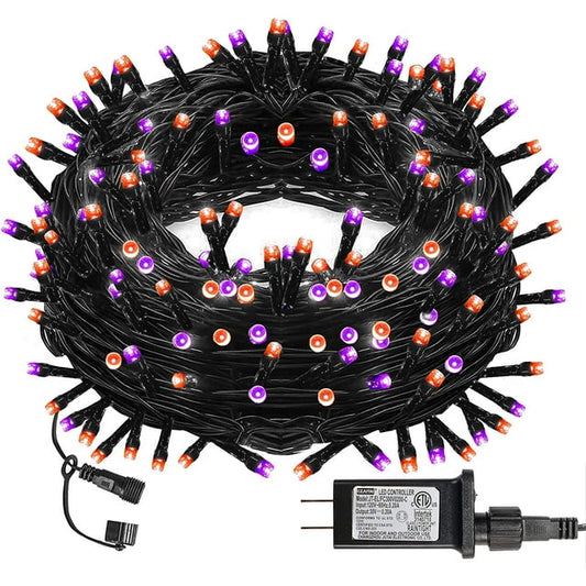 Scidweet Halloween String Lights, 108 ft 300 Twinkle Fairy Lights for Halloween Indoor Outdoor Decorations, Purple and Orange