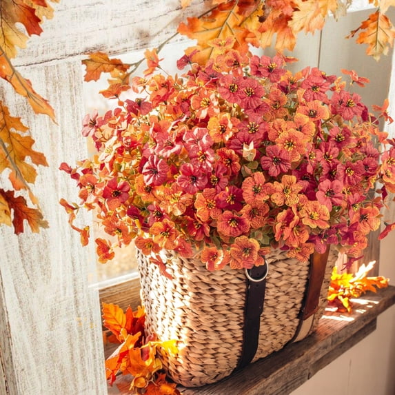 Scidweet Fall Artificial Flowers for Outdoor, 12 Bundles Autumn Faux Fake Silk Flowers Plants Fall Decorations for Outside Home Planter Porch Patio Yard Garden Decor