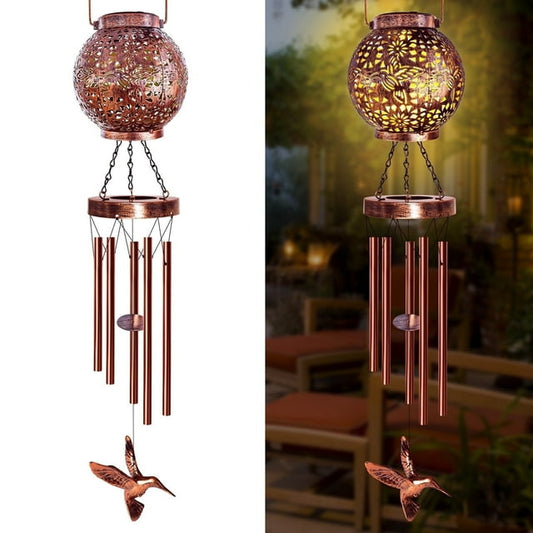Scidweet Wind Chimes for Outdoors, 38" Hummingbird Solar Lantern Wind Chime Mother's Day Memorial Gifts for Yard Patio Garden Outside Decor