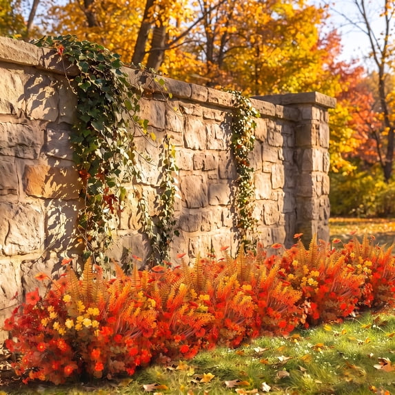 Scidweet Fake Fall Flowers Outdoors, 36 Bundles Autumn Artificial Faux Silk flowers Plants Fall Decorations for Home Outside Garden Balcony Yard Front Porch Decor, Multicolor