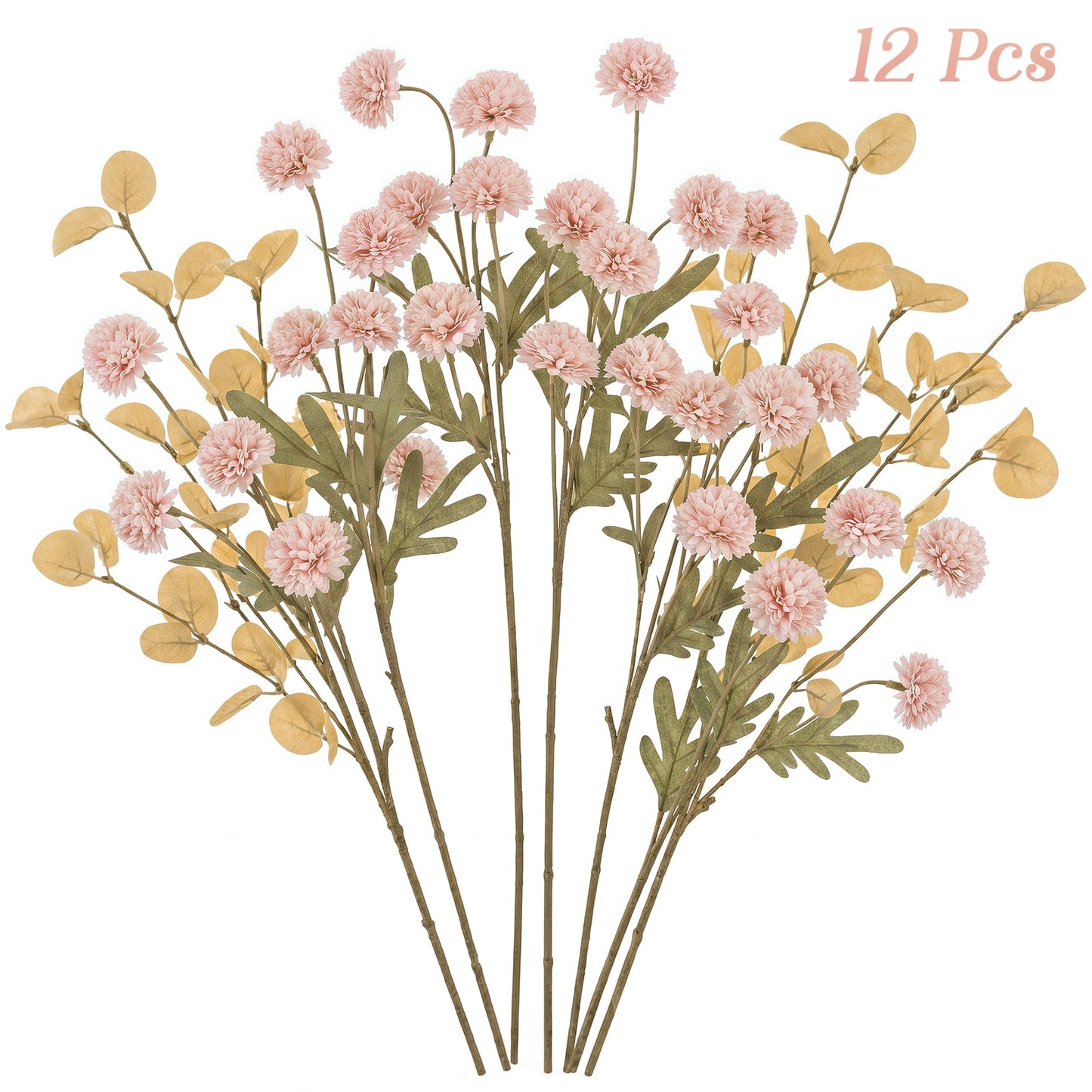 Scidweet Fall Artificial Flowers, 10 Stems & 2 Eucalyptus Plants Faux Fake Chrysanthemum Flowers Fall Decorations for Home Room Table Vase Wedding Party Indoor Decor