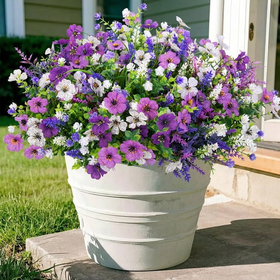 Artificial Flowers Outdoor, 36 Pcs UV Resistant Realistic Faux Flowers for Garden Porch Patio Decor