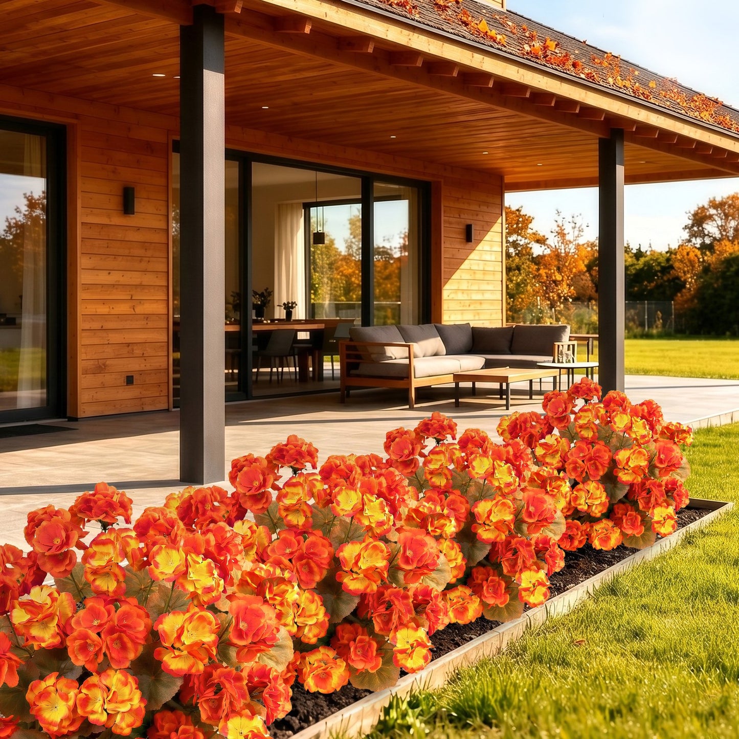 Scidweet Fall Artificial Geraniums Flowers, 6 Bundles Faux Silk Geraniums Flowers Indoor Outdoor Fall Decorations for Home Garden Patio Yard Autumn Decor, Mixcolor