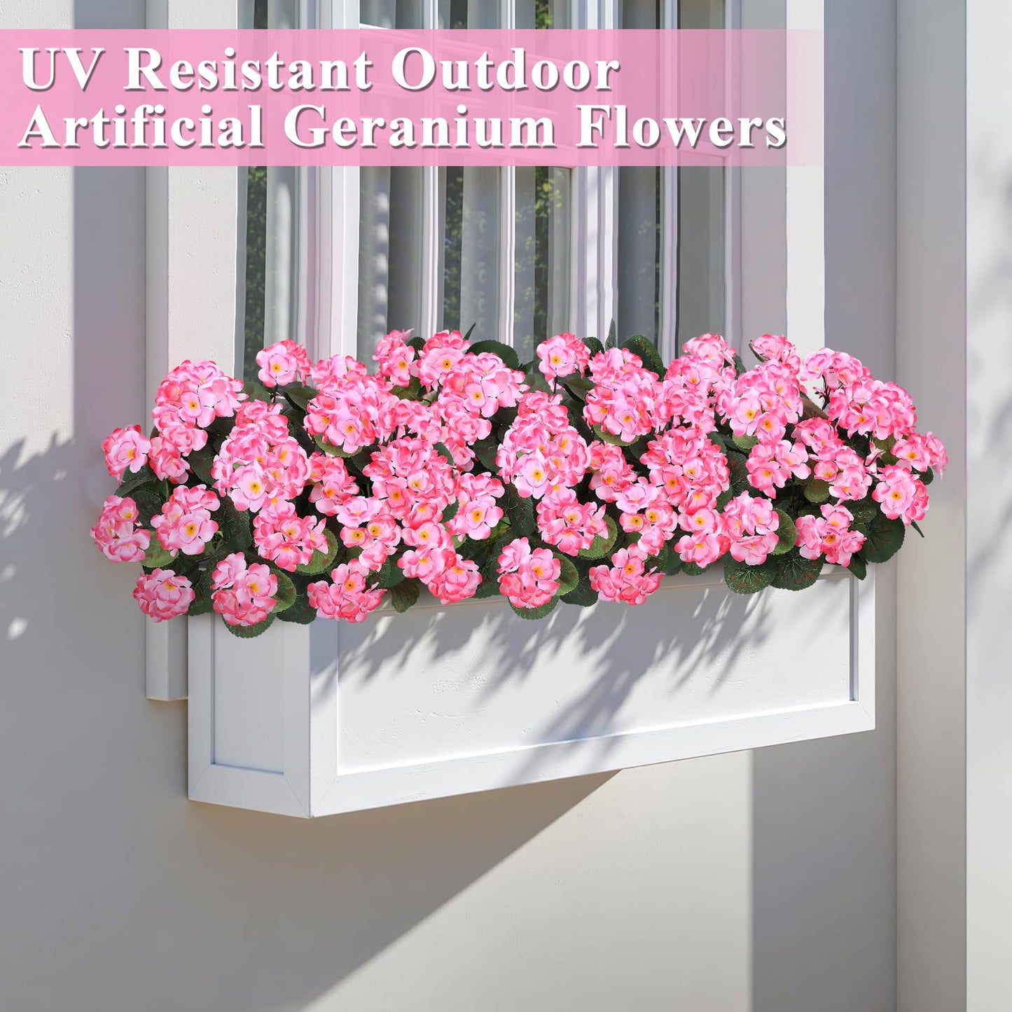 Scidweet Artificial Flowers, 6 Pcs 21'' Geraniums Fake Flowers Faux Plants for Summer Indoor Outdoor Home Table Garden Decoration, Pink