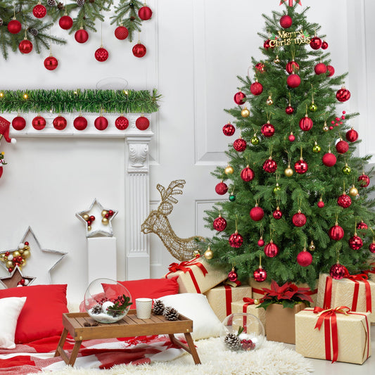 Scidweet Christmas Balls Ornaments, 18 Pcs 2.36" Hanging Balls Christmas Tree Decorations Sets Xmas Ornaments for Indoor Outdoor Holiday Party Xmas Home Decor, Red
