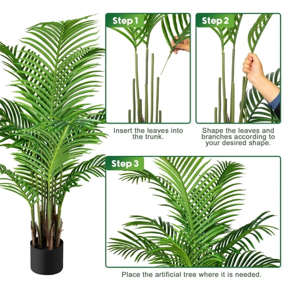 Scidweet 2 Pack Artificial Palm Trees, 3ft Fake Greenery Potted Plants Patio Plants for House Office Indoor Outdoor Decor