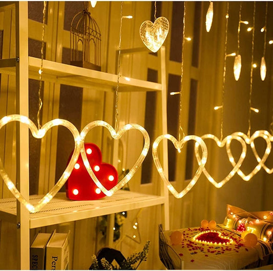 11.5Ft Valentines Day Decor Lights,120 LED 12-Heart-Shaped String Lights Waterproof,8 Modes