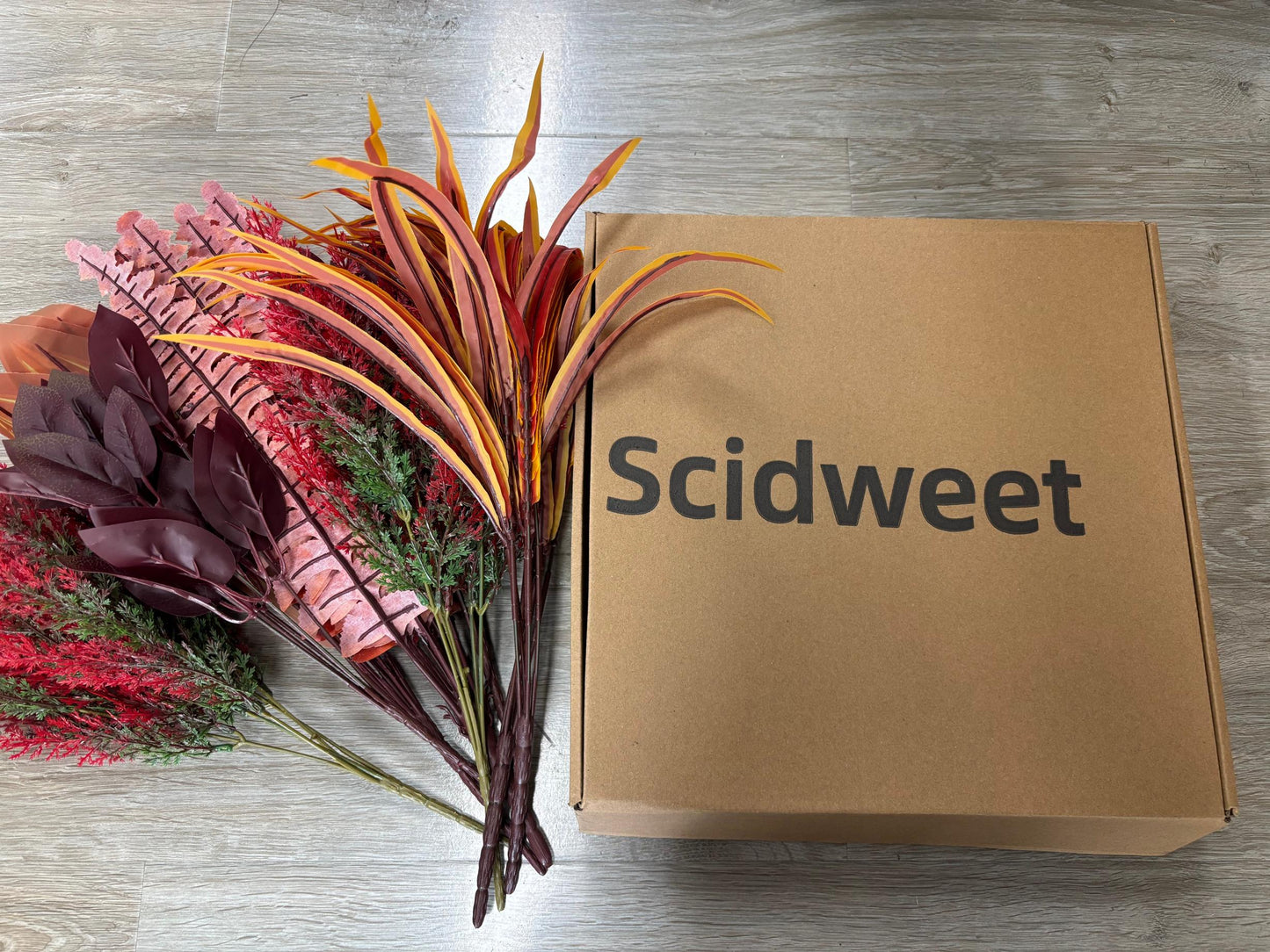 Scidweet 8 Pcs Artificial Fall Plants, Fake Plastic Large Bunches Plants for Outside Fall Porch Garden Patio Yard Home Decor