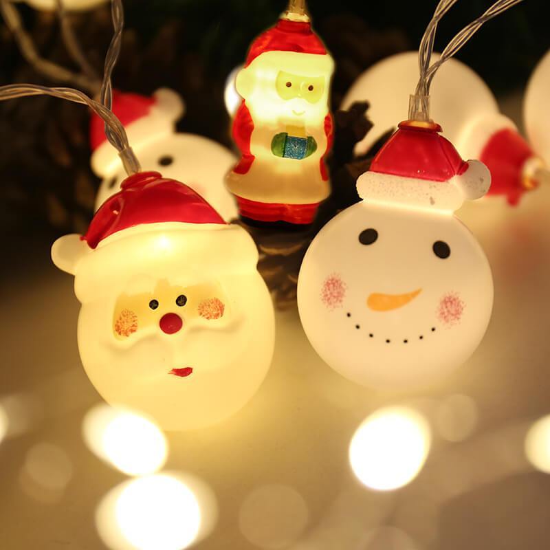 1.5 Meters 10 Lights Christmas Snowman Battery String Lights Christmas Santa Decoration Lights - aonal