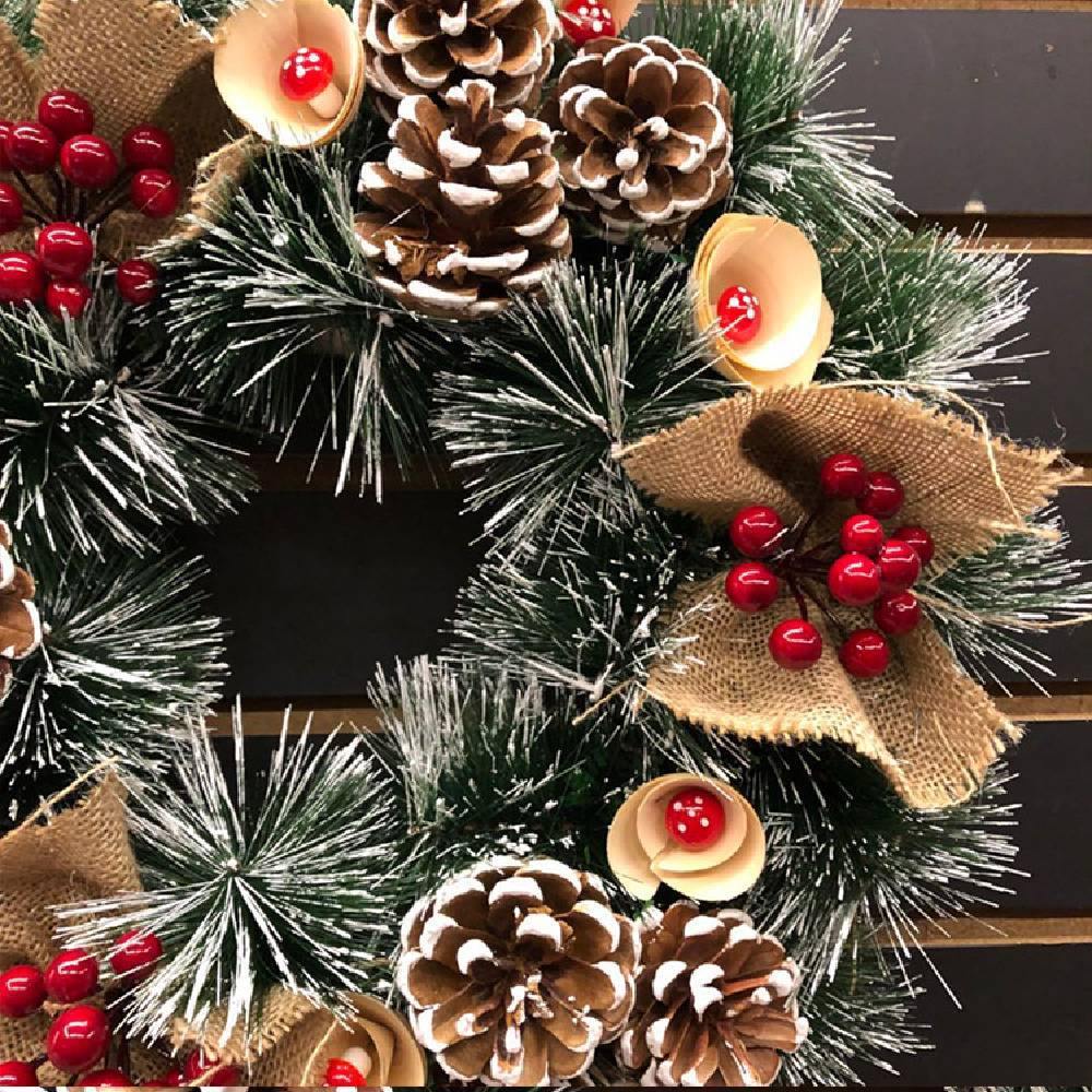 2020 Christmas Ornaments 40cm Christmas Wreath Day Decoration - aonal
