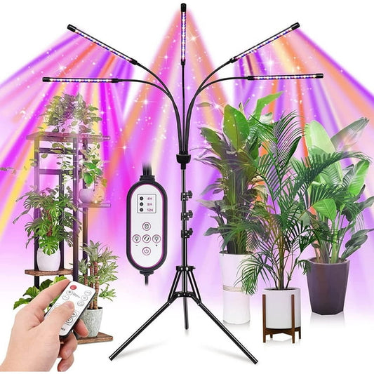 Grow Lights for Indoor Plants,5 Heads Red Blue White Full Spectrum Plant Light Indoor Grow Lamp with Remote Control and Auto On/Off Timer Function