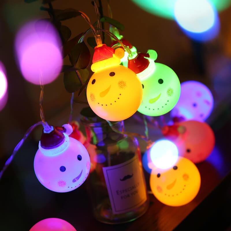 1.5 Meters 10 Lights Christmas Snowman Battery String Lights Christmas Santa Decoration Lights - aonal