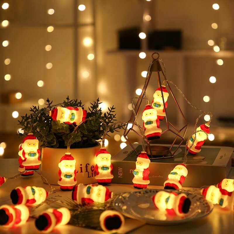 1.5 Meters 10 Lights Christmas Snowman Battery String Lights Christmas Santa Decoration Lights - aonal